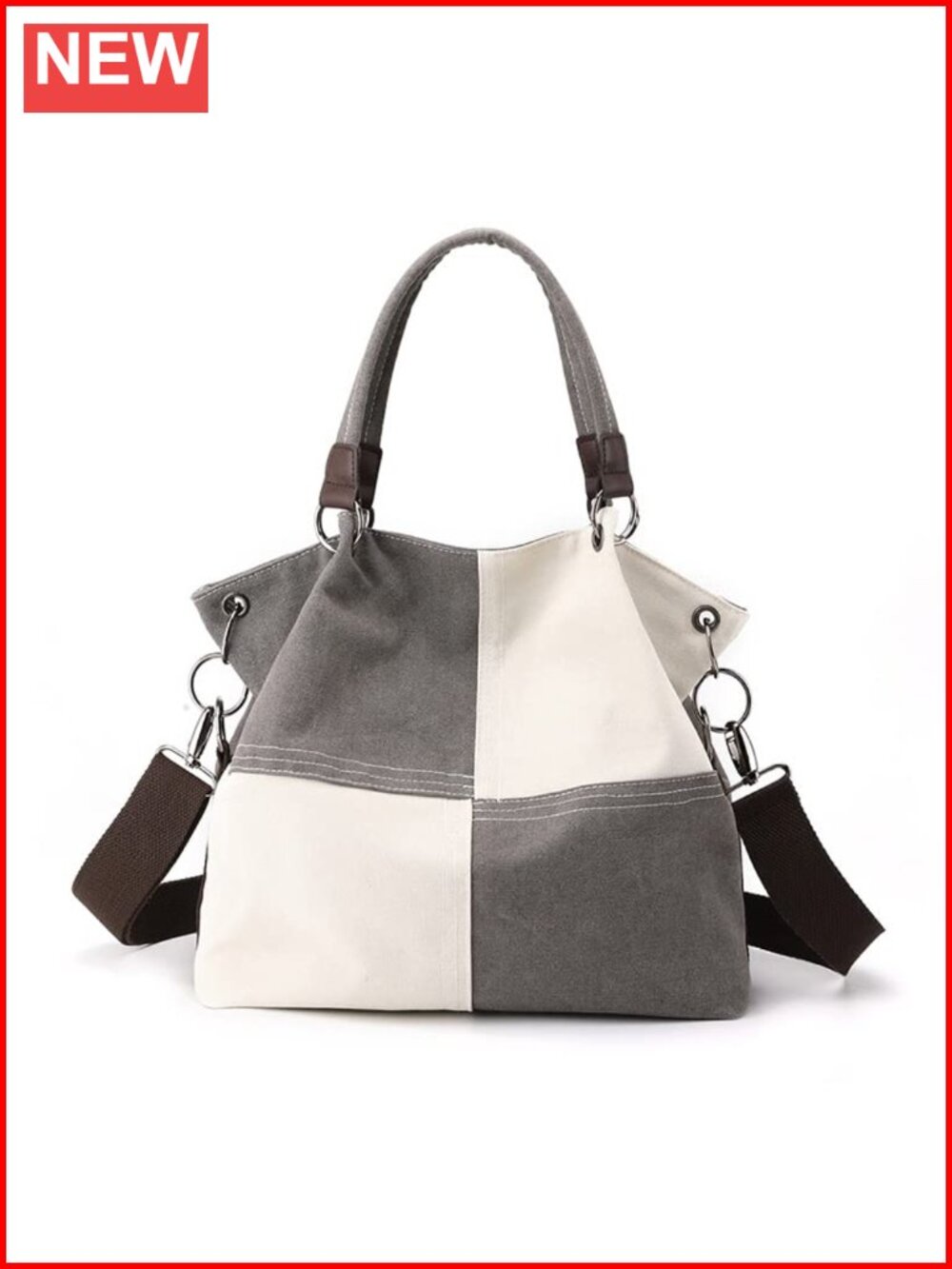 3-in-1 Convertible Canvas Tote Bag Crossbody Hobo Handbag Lightweight